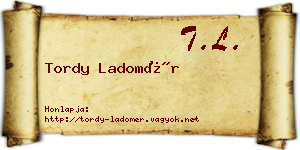 Tordy Ladomér névjegykártya
